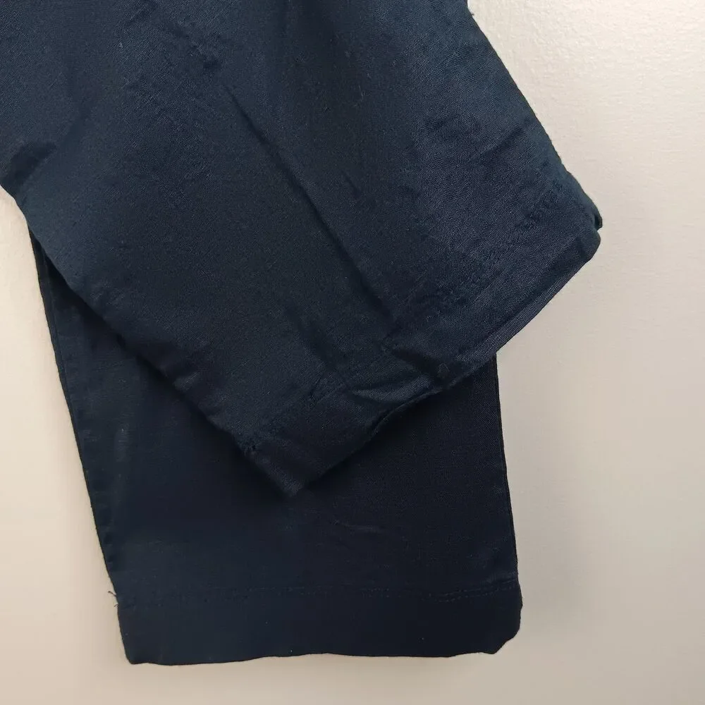Banana Republic Pants Women's Size 0 Petite Linen Blend Straight Leg Navy Travel